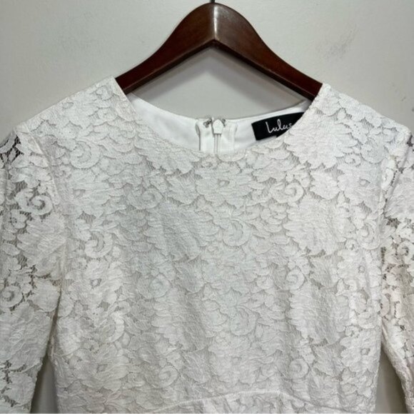 Lulus Favorite Flair White Lace Flounce Sleeve Dress Size Small Romantic - Picture 8 of 15
